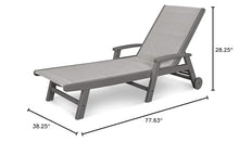 POLYWOOD® Coastal Chaise with Wheels in Slate Grey/Metallic Sling