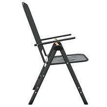HKLGBVCR Folding Patio Chairs 4 Pcs, Iron Frame Outdoor Chairs with 7-Position Reclining Backrest, Expanded Metal Mesh Anthracite, Foldable Seating for Outdoor Space