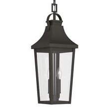 Kichler 24.75 Inch Cleary 2 Light Outdoor Modern Traditional Pendant Light, with Clear Glass in Olde Bronze, Waterproof Aluminum, (24.75" H x 8.5" W), 59198OZ