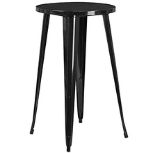 BizChair Commercial 24" Round Black Metal Bar Table Set-2 Square Seat Backless Stools