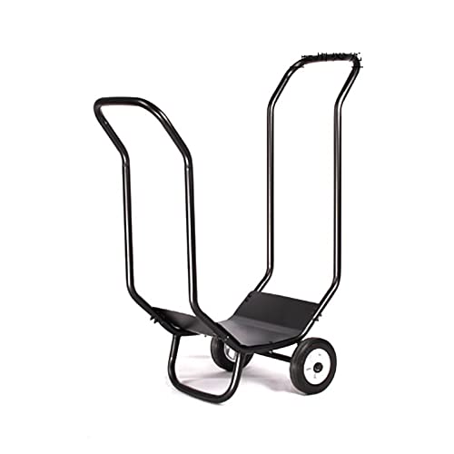 DJVHSRI Firewood Rack Outdoor Indoor Movable Firewood Trailer Structure Fireplace Firewood Holder Holder Metal Frame Black Wrought Iron Storage Wooden Frame O,
