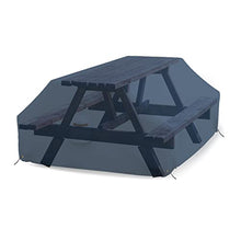 Covers & all Picnic Table Cover, 12 Oz Waterproof UV & Weather Resistant Protector, Outdoor Patio Table Bench Outside Furniture Cover with Air Vents & Drawstrings (98”L x 63”W x 37”H, Blue)