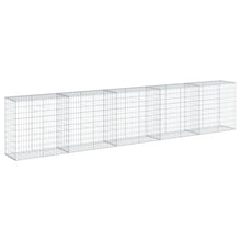 vidaXL Gabion Basket with Cover - Galvanized Iron Wire, Outdoor Cage, Retaining Wall, Privacy Screen, 196.9"x19.7"x39.4"