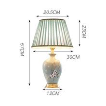 WOAITIANTIAN Desk Lamps Remote Control Ceramic Table Lamp with Painted Flower for Bedside