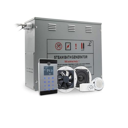 BINBINNIAO 4.5KW AC Wet Steam Bath Sauna nerator with Shower Spa Accessories Brass Safety Valve Auto Drain Steamer for Home Spa(VSC045-4.5KW-HP)