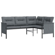 WXGTBKPR 2 Piece Patio Dining Set with Anthracite Steel Garden Corner Sofa and Dining Table, Weather-Resistant Outdoor Furniture with Thickly Padded Cushions