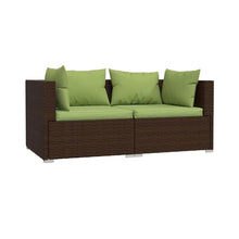 Outdoor Patio Sofa Set - PE Wicker Rattan Sectional Conversation Loveseat with Cushions for Backyard, Porch, Poolside, or Patio - Brown