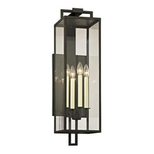 Troy Lighting Beckham 4-Light Wall Sconce | Forged Iron Finish | Made of Hand-Worked Iron | Wet-Rated for Outdoor Use | 8" W x 28.5" H Profile | B6383-FOR
