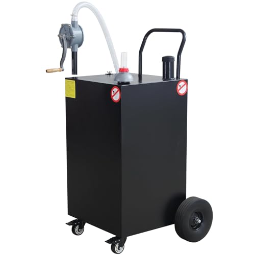 Fuel Caddy,50 Gallon Portable Gas Storage Tank on 4 Wheels, Heavy Duty Gasoline & Diesel Transfer Tank with Manual Transfer Pump,Fuel Transfer Storage Tank for Cars,Lawn Mowers,Trucks,ATVs,Boats Black