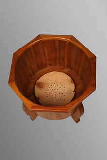 SODEF Avcı Wooden Barrel Planter Pine Wood with Stand Garden Flower Pot 53 CM Height - Light Oak