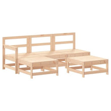 Fisinber 5-Piece Garden Lounge Set Beige Solid Pine Wood Oxford Fabric Modular Outdoor Sectional Sofa Ottoman Coffee Table 24.4"x24.4" for Balcony Patio Backyard Conversation