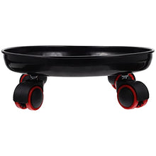 Metal Plant Movable Tray Round Flower Pot Rack Potted Stand with Wheels(D)
