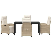 FUDUGEHMIOFWFJJ Modern 5-Piece Garden Dining Set with Cushions, Beige Poly Rattan Outdoor Patio Furniture Set for Backyard, Table and 4 Chairs with Adjustable Backrest, All-Weather