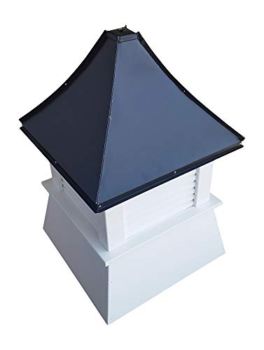 Accentua Yosemite Cupola 24 in. Square 38 in. High White with Black Aluminum Roof