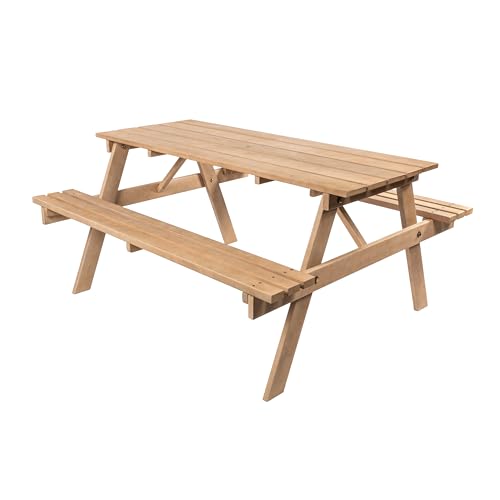 JONATHAN Y Shoreham Eucalyptus Wood Outdoor Picnic Table, 55", Light Teak