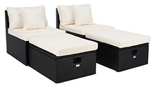 SAFAVIEH Outdoor Pramla Wicker Chaise Lounge, Black/Beige PAT7515A