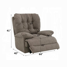 Lima Oversized Power Motion Recliner, Plush Tufted Dark Gray Faux Leather
