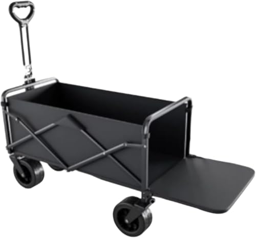 Camping Wagon – Heavy Duty Folding Trolley, 250kg Capacity, Compact Collapsible Cart ，for Shopping, Picnic, Garden, Beach, Fishing & Outdoor Festivals(Black)
