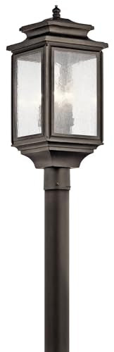 Kichler Wiscombe Park 4 Light Outdoor Post Light Clear Seeded Glass Bronze/Dark