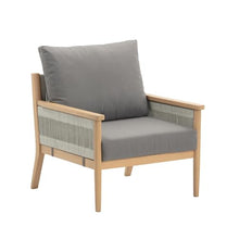 Nathan James Kayden Acacia Wood Patio Chair, Bohemian Outdoor Chair, Lounge Wooden Armchair with Rope Accent, Medium Gray/Raw Oak