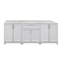 Blue Sky Outdoor Living White Shaker 3-Piece Outdoor Kitchen Combo Set 10 – Weatherproof Modular Storage Cabinets