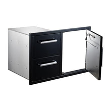 WHISTLER Outdoor Kitchen Drawers Combo Double Drawer and Single Acess Door - BBQ Island Drawers with Paper Towel Rack,33" W x 22" H x 22" D Drawer Combo Glossy Black