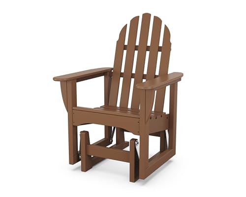 POLYWOOD ADSGL-1TE Classic Adirondack Glider Chair, Teak
