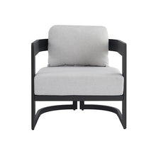 Christopher Knight Home Elvis Outdoor Club Chair with Cushions, Aluminium Lounge Chair with Ergonomic Back and Plush Seat, Side Chair for Garden, Balcony, or Poolside, Dark Grey + Light Grey
