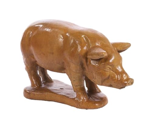 Solid Rock Stoneworks Pot Belly Pig Concrete Statue, 14" Tall, Autumn Wheat Color