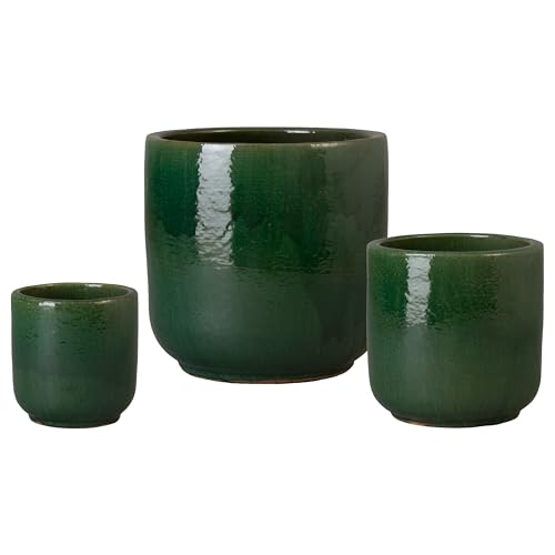 Emissary - Barrel Planters, Green S/3 10,15,20" H
