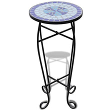 KNORRS Mosaic Tables Ceramic Beautiful Handcrafted Mosaic Table with Ceramic Tiles - Perfect Addition to Your Patio Or Garden Décor (Color : Blue, Size : 11.8" x 27.6" (Diameter x H))