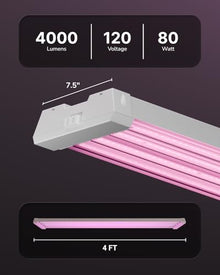 Sunco 6 Pack 4FT Full Spectrum LED Grow Lights, 80W, Super Bright