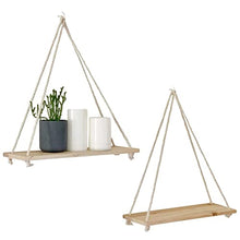 A1DFDFGOQSFG Wooden Rope Swing Wall Hanging Plant Flower Pot Tray Mounted Floating Wall Shelves Nordic Home Decoration Moredn Simple Design