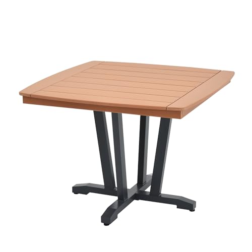 OTSUN Outdoor Dining Table, HDPE Square Dining Table with Slatted Top Versatile for Patio Backyard Deck & Garden