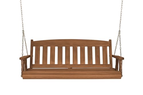 Amish Casual Heavy Duty Mission Treated Porch Swing, 6-Foot, Oak Stain, 8Ft Chains, Without Cups