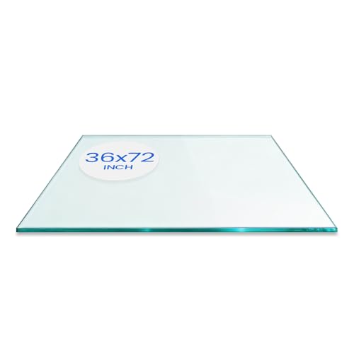 Dulles Glass 36X72 inch Rectangular Glass Table Top - Tempered - 1/4" Thick Glass Surface, Safe Flat Polished, Eased Corners, Multipurpose for Dining Table, Patio, Coffee and End Table