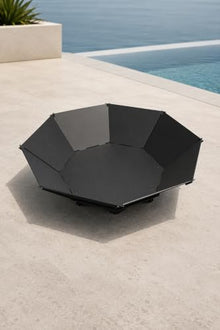 Octahedral Fire Pit 47.2 x 47.2 x 13.4 inches, 0.12 in Steel Sheet Garden Patio Fireplace, Outdoor Living Decor, Fully Assembled, Modern Geometric Design, Black Matte Finish