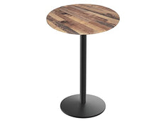 Holland Bar Stool Co. 36" Tall OD214 Indoor/Outdoor All-Season Black Wrinkle Table with 32" Diameter Rustic EuroSlim Top