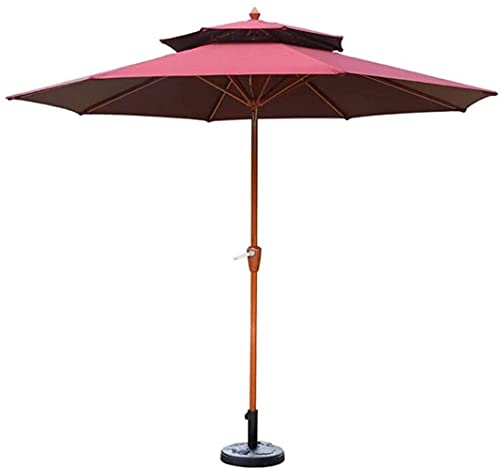 USZWBY Outdoor Garden Parasols Parasols with Umbrella Base 9ft/2.7m Garden Umbrella with Crank Handle,Sun Shade Waterproof Protection for Terrace,Balcony,Patio,Pool,Beach Sunscreen (Wine Red)