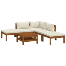 MNISDFL 6 Piece Patio Lounge Set with Cream Cushion Solid Acacia Wood