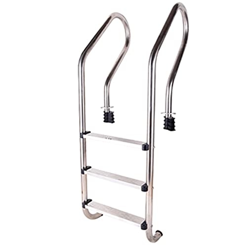 Swimming Pool Ladder pre-Embedded Stainless Steel Water Park Ladder with 3 Non-Slip Steps Underground Swimming Pool Ladder/Silver / 54cm (Silver 54cm)