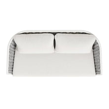 Jennifer Taylor Home Rowan 63.5" Rope Barrel Back Patio Conversation Loveseat Sofa, Optic White Acrylic