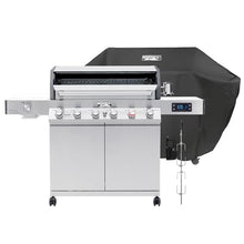 Monument Grills 6+1 Burner Smart Tech Propane Gas Grill with Cover and Rotisserie Kit, Denali 605Pro Stainless Steel Grill 78,000 BTU Outdoor Patio Barbecue Grill with Side Sear Burner, Knob Control
