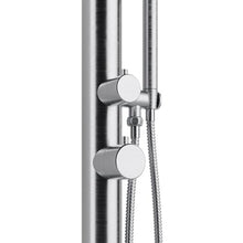 Wave Freestanding Brushed Stainless Steel Outdoor Shower Kit with Hot Water - Floor-Mounted Outside Shower Kit with Rain Shower Head, Wand Handshower, Foot Rinse Spout | Pool Showers for Outside