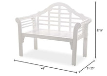 Plow & Hearth Weatherproof Lutyens Outdoor Bench | Holds Up to 400 lbs | Garden Patio Porch Park Deck | Wood | White