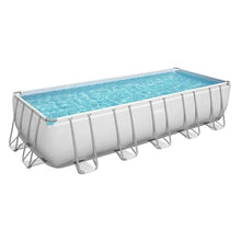 Bestway Rectangular Metal Frame Above Ground Swimming Pool Set Gray