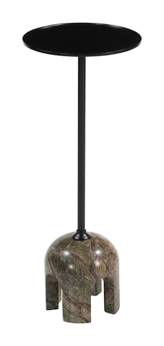 Kask Side Table Multicolor, Multicolor End Table, Modern Style, Painted Iron Round Shape Tabletop, Natural Marble, Indoor Living, 9.1" W x 9.1" D x 22" H