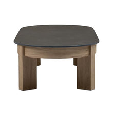 Real Flame Stratton 55" Outdoor Coffee Table, Natural Stone top, Aluminum Frame, Weather-Resistant Patio Coffee Table for Garden, Pool, Balcony, Porch