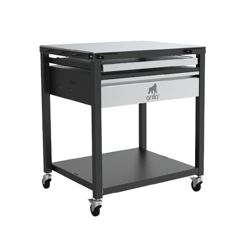 GRILLA Pie-Ro Pizza Oven Outdoor Prep Cart with Stainless Steel Construction, Added Workspace, Accessory Storage, for Pizza Cooking, Food Preparation, and Storage