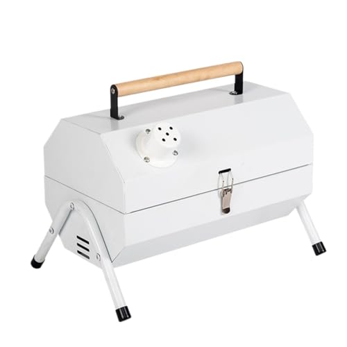 SHSWUD Barbecue Charcoal Grill Camping Grill Portable Charcoal Grills Backpacking BBQ Grill For Outdoor Cooking Bonfire Patio Portable Charcoal Grill, 25*41*31cm, White